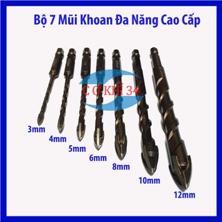 Bộ mũi khoan phi 3-12mm đa năng chuyên Khoan Tường, Đá Hoa, Gạch Men...Hàng Tốt