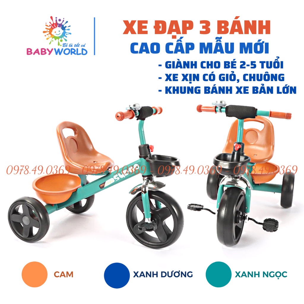 Xe đạp ba bánh trẻ em có giỏ, chuông, siêu xe cực xịn cho bé từ 2-5 tuổi