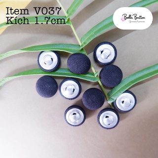 Nút bọc vải size lớn 1.7cm màu đen v037 - bella button garment accessories