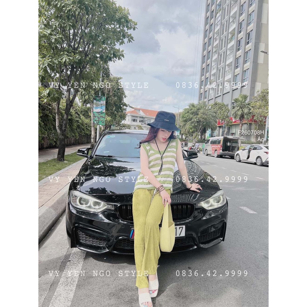 Áo len kiểu sọc đục lỗ sát nách hàng QC!
