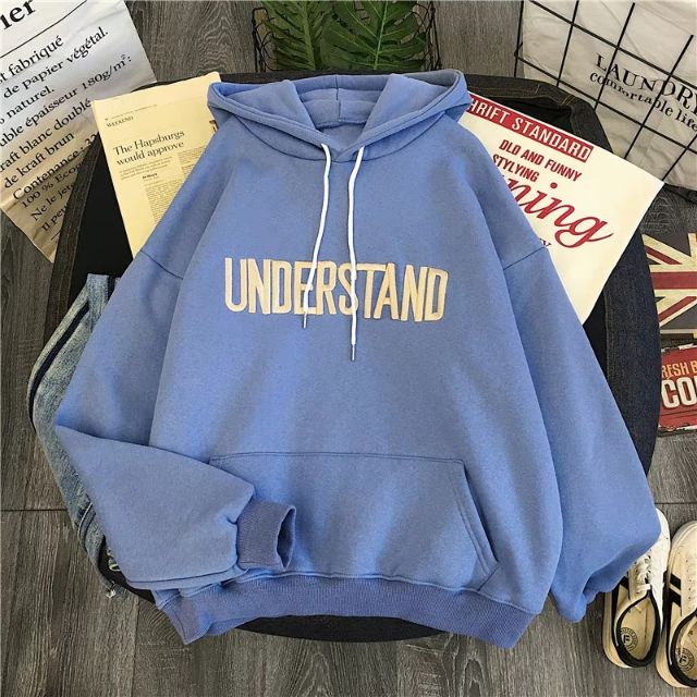 Áo hoddie nữ phối chữ understand ( sẵn đen, xanh size xl < 57kg) | BigBuy360 - bigbuy360.vn