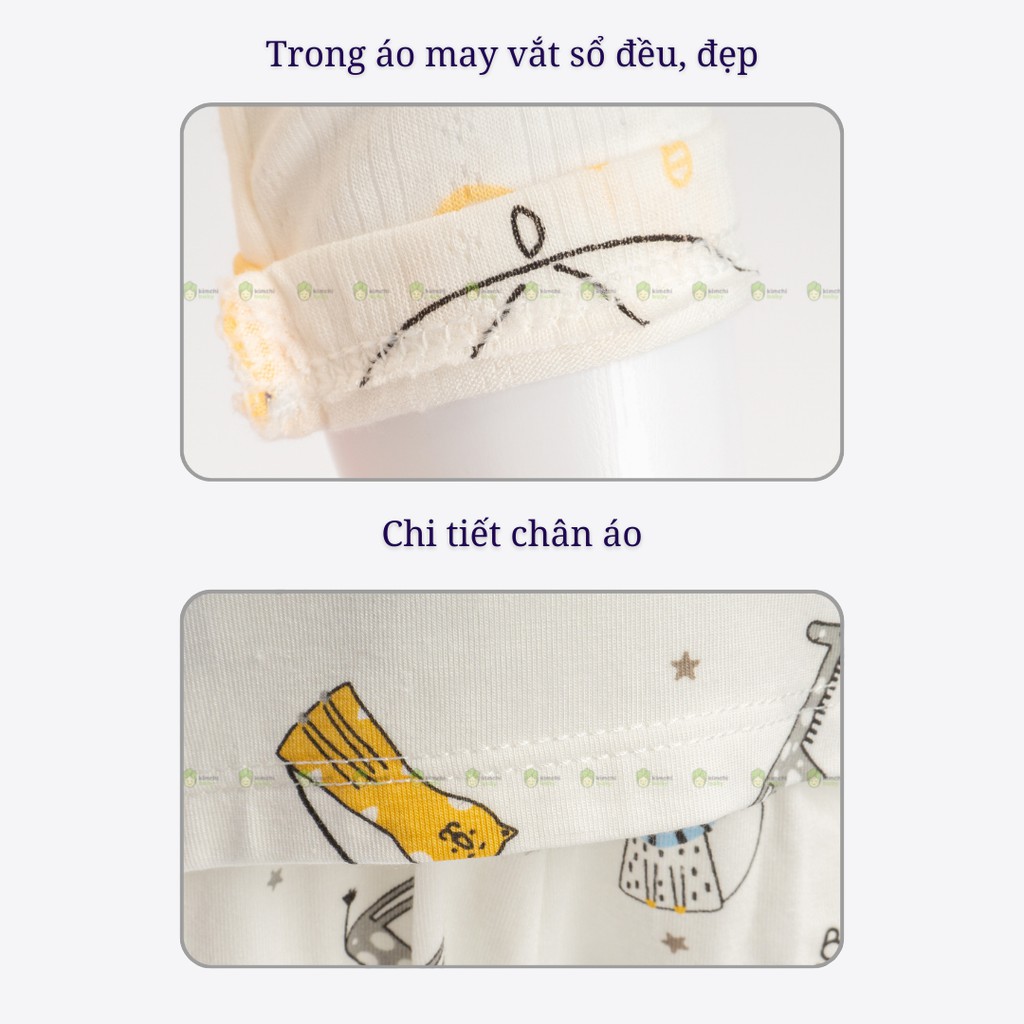 Đồ Bộ Dài Tay Cúc Giữa Bé Gái, Bé Trai UNCHI Vải Cotton Thông Hơi Mềm Mát, Quần Áo Sơ Sinh Thu Đông Cho Bé UNTD2105