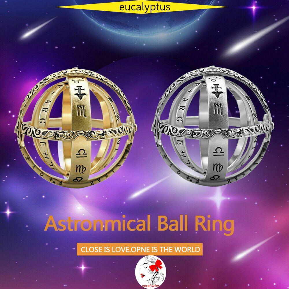 Eupus Nhẫn Hình Quả Cầu Thiên Văn Học Dạng Xoay Sáng Tạo Làm Quà Tặng Thời Trang Cho Cặp Đôi / Nữ