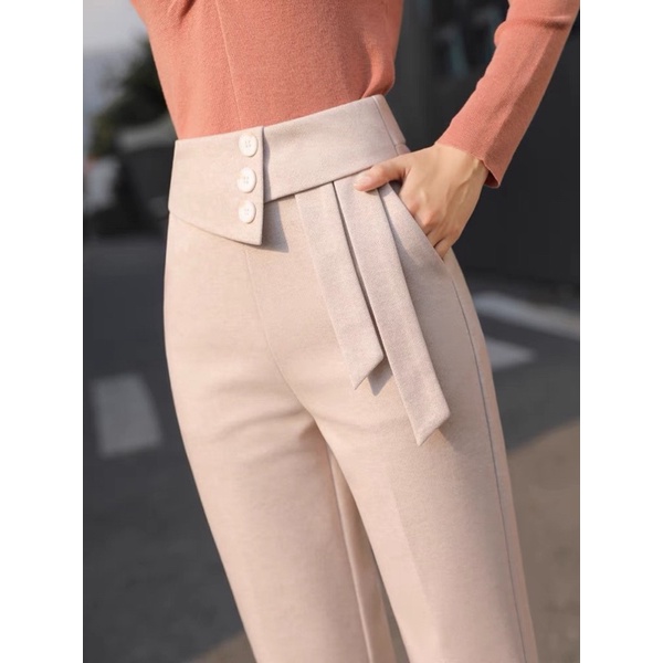 Quần baggy công sở hai dây cột lệch- Quần âu nữ hai dây lệch chất đẹp-Mã Quần Hai Dây