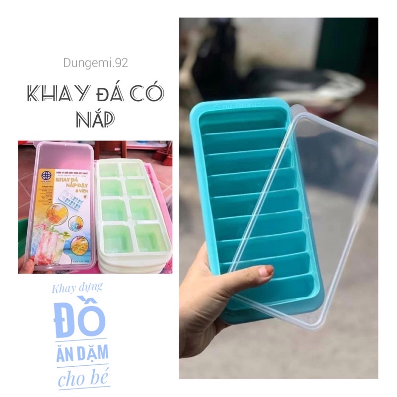 Khay đá có nắp đậy Việt Nhật, khay đựng đồ ăn dặm cho bé