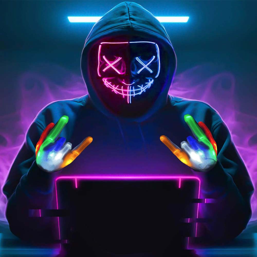 LED Halloween Glowing Mask Led Mask Party Masquerade Neon Mask Light Glow In The Dark Horror Props P