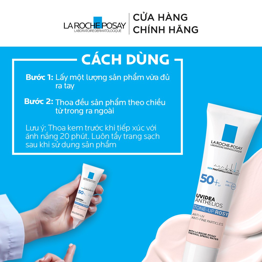 Kem chống nắng Anthelios Uvidea Tone-Up Rosy SPF50+ La Roche-Posay Tông Rosy - Trắng hồng 30ml