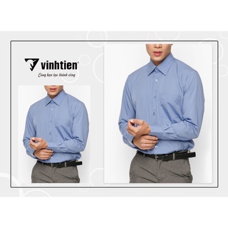 Áo Sơ Mi Nam  Dài Tay Classic Vĩnh Tiến Xanh Biển