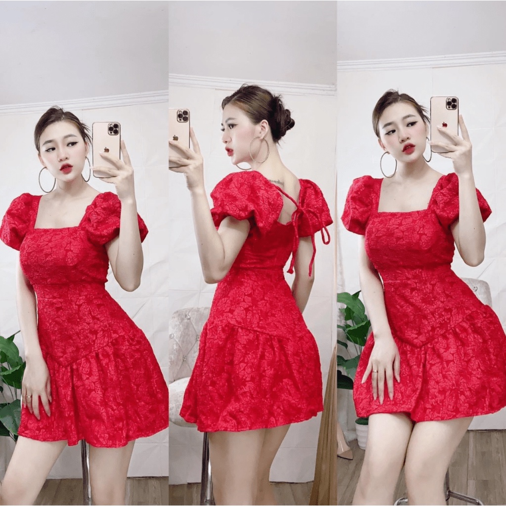 (Free ship) Đầm Gấm Xốp Có Mút Có Lót Quần Siêu Tôn Dáng Chốt Mạnh Tay Lên Các Tình Yêu UP VLTN Shop