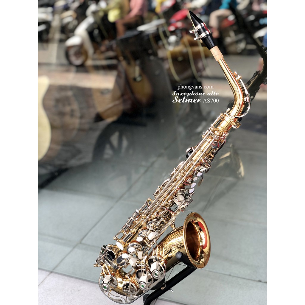 Kèn saxophone alto Selmer mã SA700 2 màu vàng trắng