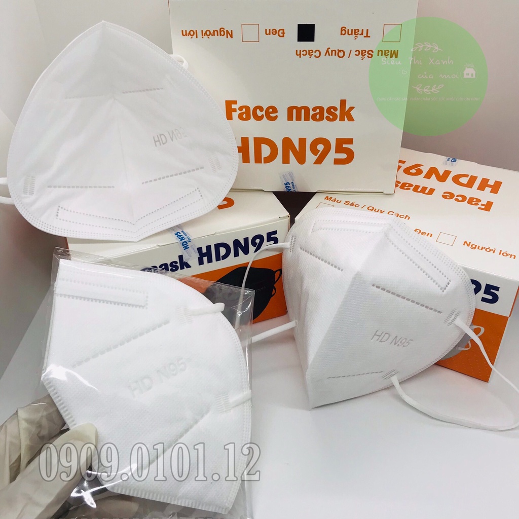 Khẩu trang n95 5 lớp chính hãng HD 20 cái 1 hộp, mask kn95 người lớn cao cấp