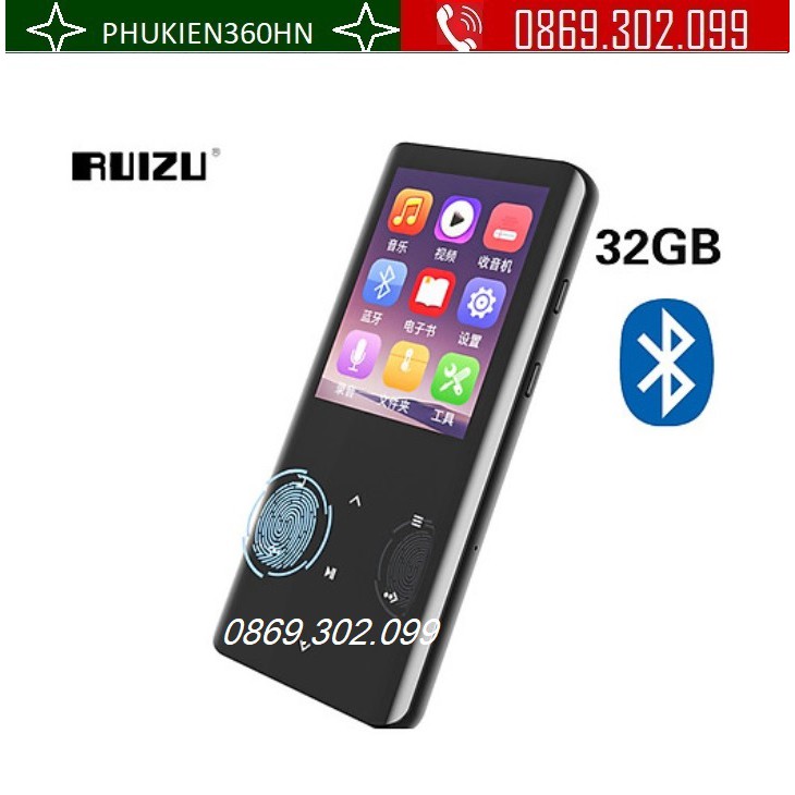 Máy nghe nhạc MP3 RUIZU D18 32GB - Bluetooth 5.0 - Loa tích hợp Trình phát video Di động 2.4 inch - TFT Màn hình đầy màu