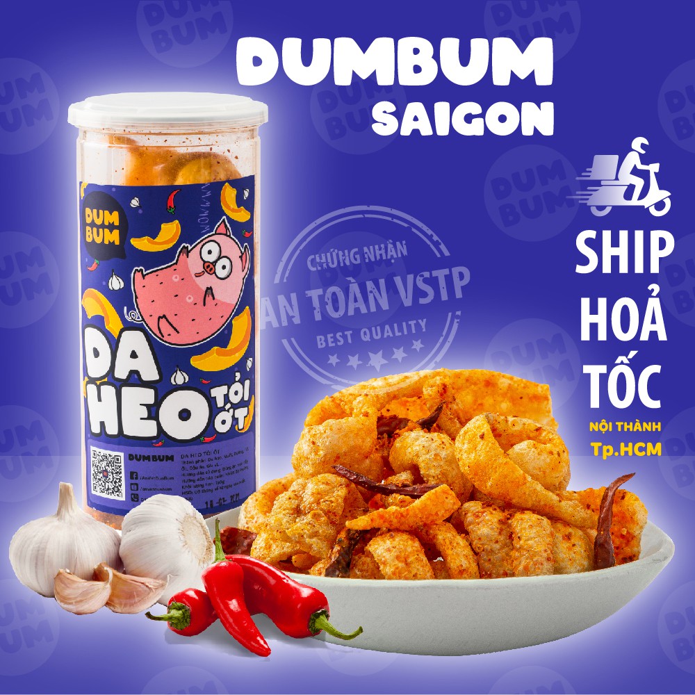 [Mã 1511FMCGSALE giảm 8% đơn 500K] Da heo tỏi ớt chiên giòn DumBum 140g đồ ăn vặt Sài Gòn vừa ngon vừa rẻ