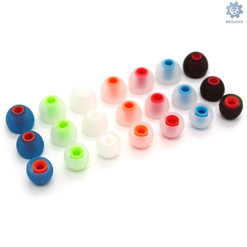 (hàng Mới Về) Set 6 Cặp / 12 Cặp Nút Bịt Tai Bằng Silicon Gel Hai Màu Sắc Ngẫu Nhiên Kích Thước 3.8mm