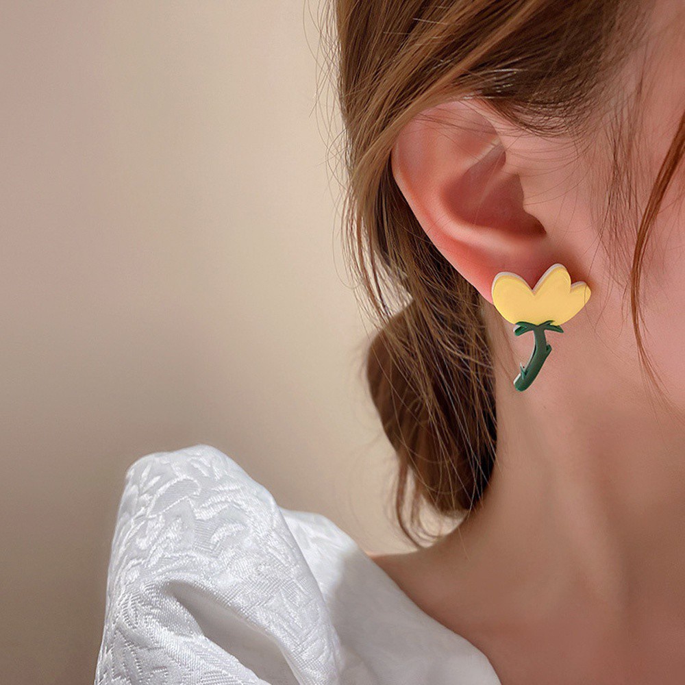 Khuyên tai acrylic họa tiết hình học hoa nhiều màu thời trang cho nữ