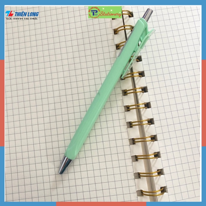Bút gel bi Pazto Thiên Long mực xanh, nét 0.5 màu cán pastel, ngòi trơn đều mực GelB 015