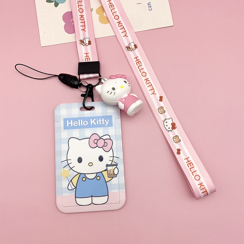 Vỏ Bọc Thẻ Hình hello kitty Dễ Thương Kèm Dây Đeo Tiện Dụng Cho Học Sinh
