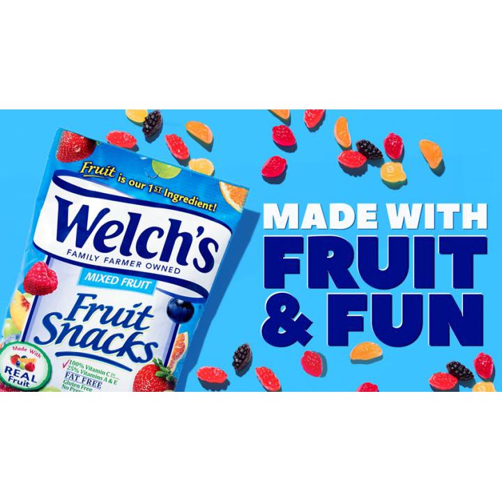( Bán sỉ ) Thùng 90 gói kẹo dẻo trái cây Welch's Fruit Snacks