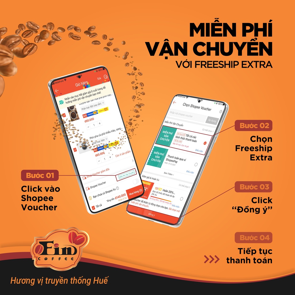 Cà phê rang xay nguyên chất Robusta đặc sản Huế đậm đà thơm nồng FIN Coffee đạt chứng nhận HACCP pha phin 1000 g | BigBuy360 - bigbuy360.vn