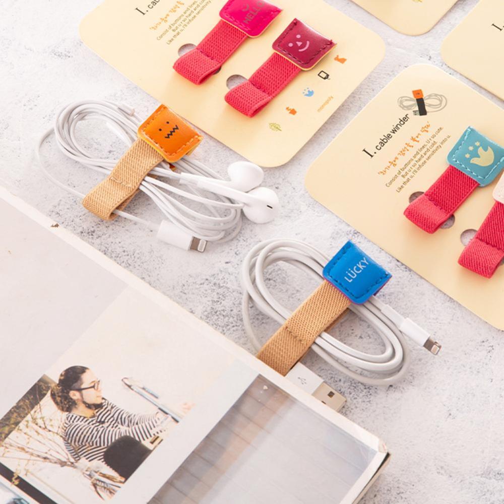 Bộ 2 Dụng Cụ Quấn Dây Cáp/Tai Nghe/Dây Cáp Bằng Vải Canvas Di Động Tiện Dụng D3Z7