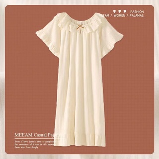 2022 new 100% cotton nightgown women's summer thin short-sleeved student pajamas spring and summer princess dress dress