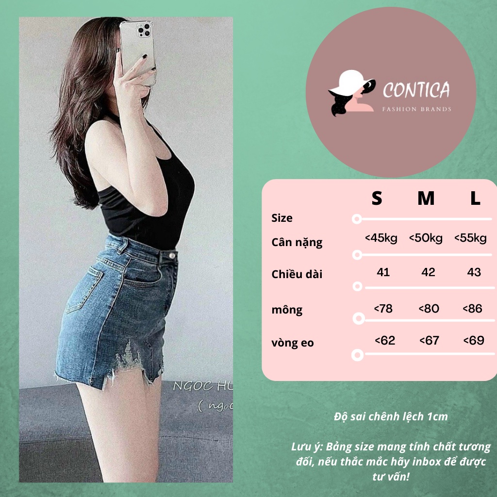 Váy Jean ngắn rách có lót quần trong phom ôm chất co dãn mềm mại | BigBuy360 - bigbuy360.vn