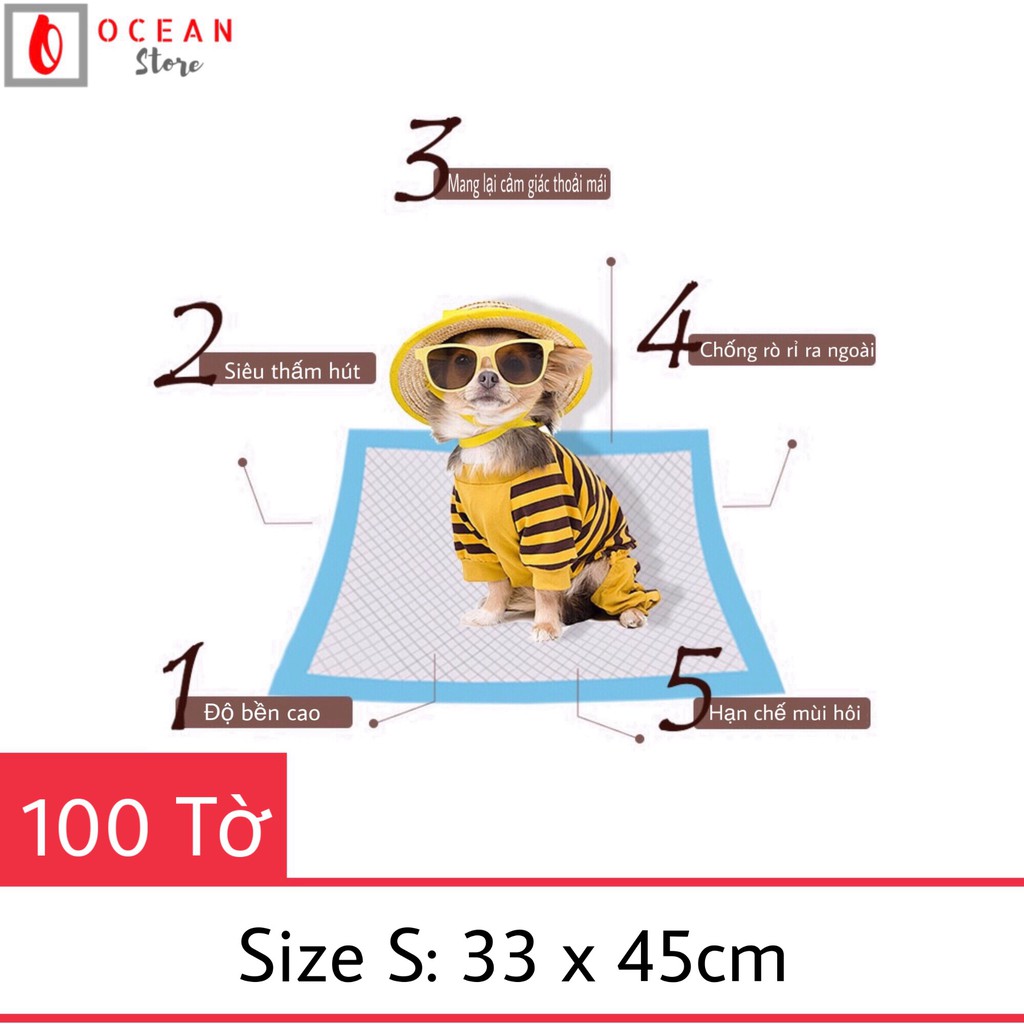 Tấm lót chuồng vệ sinh cho thú cưng - Phụ kiện thú cưng Size S (100 tờ)