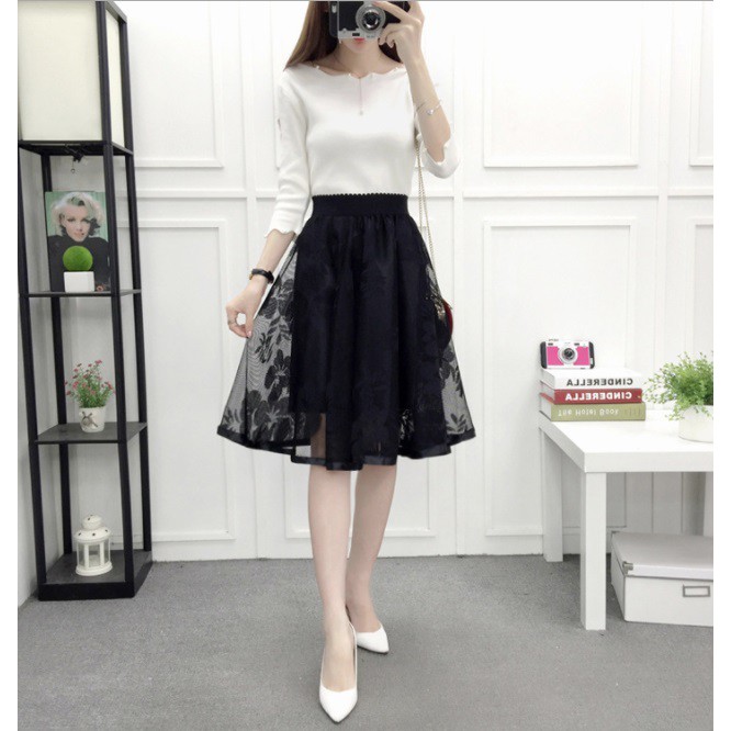 Chân váy ren xòe ngang gối hoa to OD03 độc lạ, freesize, thoáng mái, nữ tính, đi chơi, dự tiệc, cao cấp
