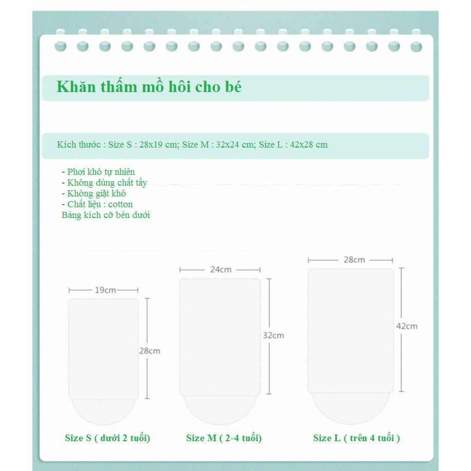 Khăn Thấm Mồ Hôi Lưng Cho Bé ( Combo 3 chiếc) , Miếng Lót Lưng Thấm Mồ Hôi Cho Bé Từ 0 Tới 6 Tuổi