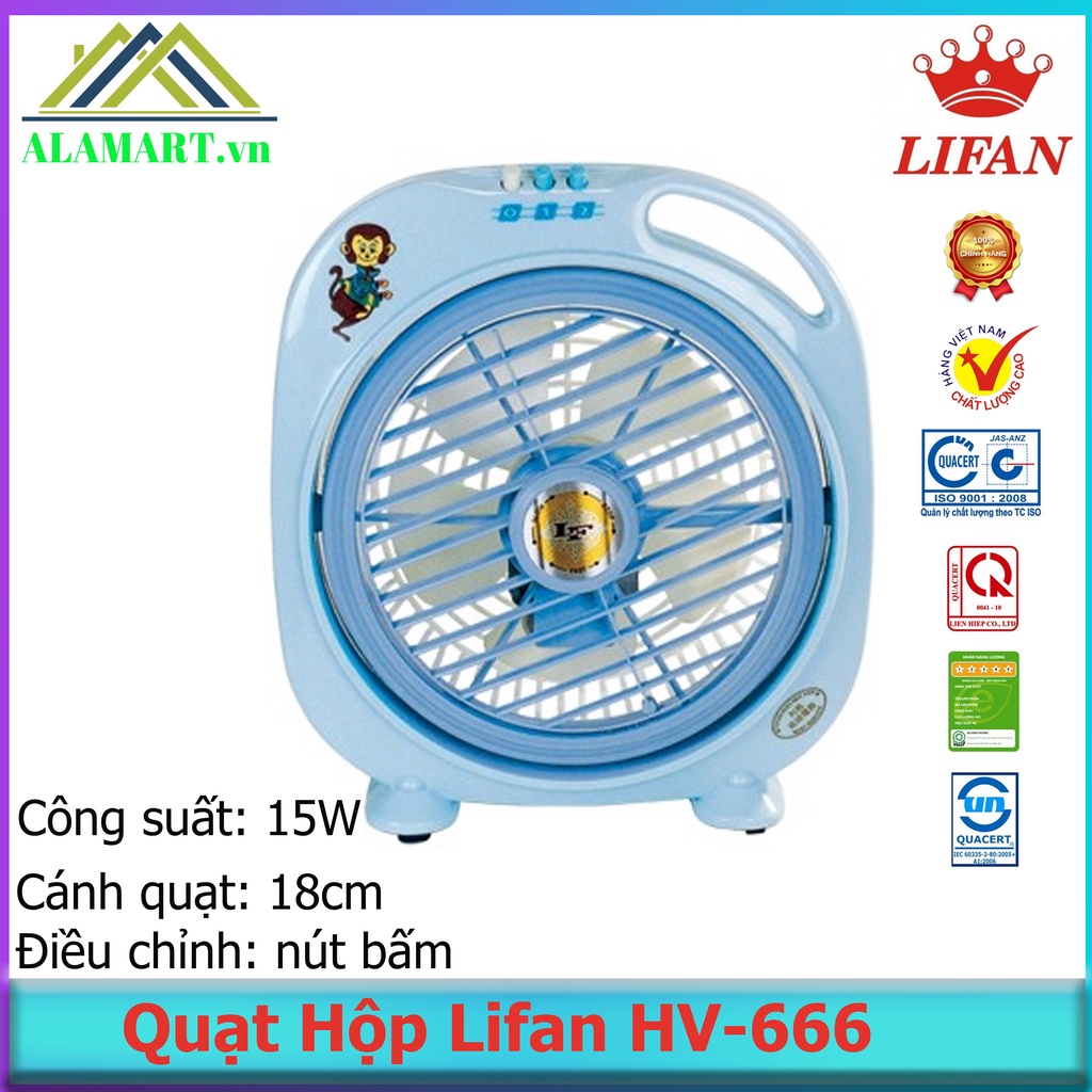 QUẠT HỘP LIFAN HV-666 , công suất 15w, sải cánh 18cm, 2 tốc độ