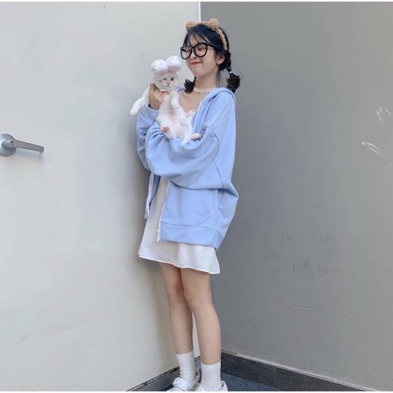 [MÃ UTNA69689 GIẢM 3000]Áo khoác nỉ trơn nam nữ basic ☘Hoodie đen trắng xanh ghi tím🍀 freesize form rộng hàn quốc | BigBuy360 - bigbuy360.vn