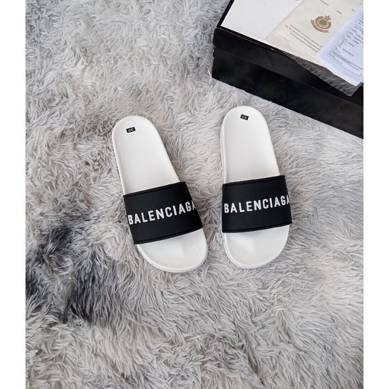 Dép nam quai ngang balenciga trắng ,đế cao 4 phân chống trơn trượt size từ 38_43