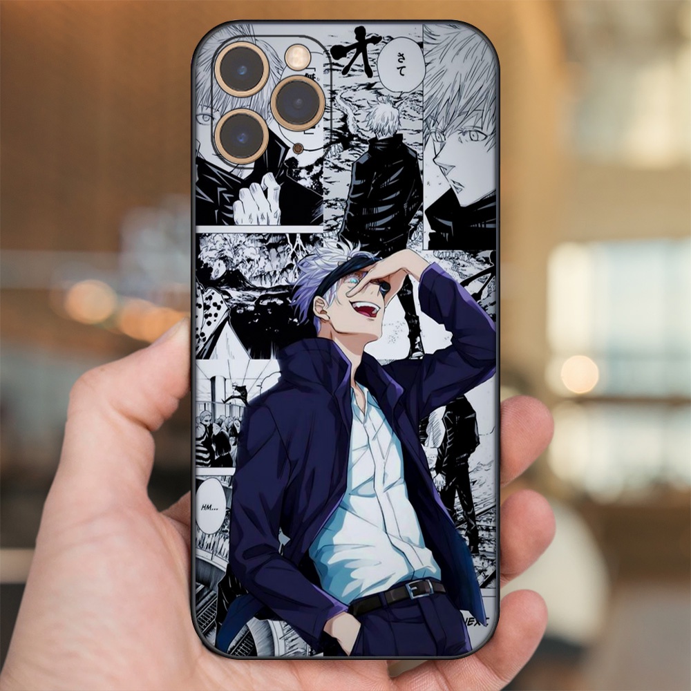 Ốp lưng iPhone 11 Pro dẻo đen cạnh vuông in hình Satoru Jujutsu Kaisen
