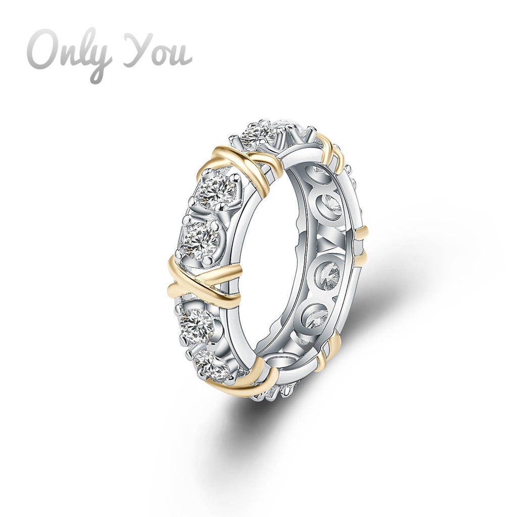 Nhẫn Mạ Vàng 18K Đính Đá Kim Cương Nhân Tạo