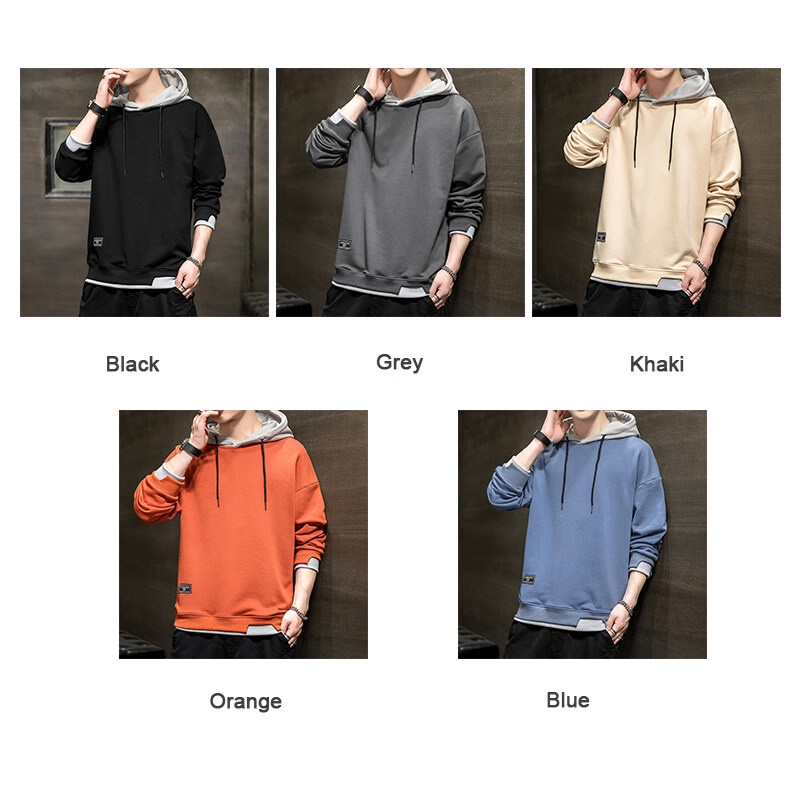 Áo hoodie AOKANG dáng rộng tay dài mỏng màu trơn thêu nhãn thời trang mới trẻ trung dành cho nam