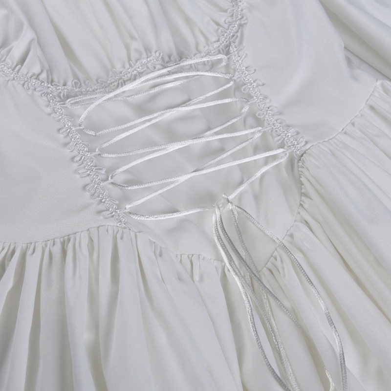 Youyo Đầm Dáng Chữ A Tay Phồng Dài Phối Ren Phong Cách Gothic Lolita Cho Nữ