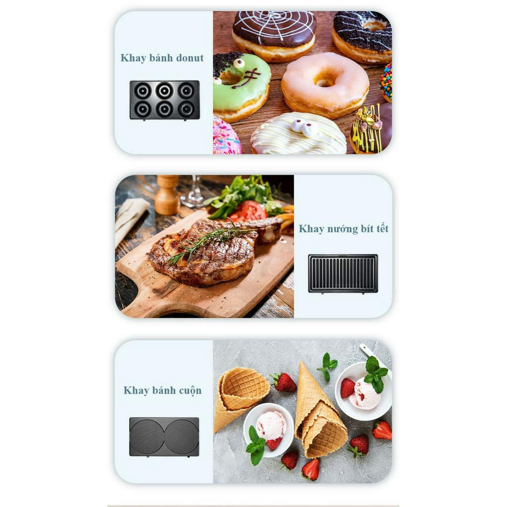 Máy kẹp bánh mì sandwich SOKANY 8 KHAY chống dính tốt, công suất lớn tới 800W giúp máy nướng bánh nhanh chóng