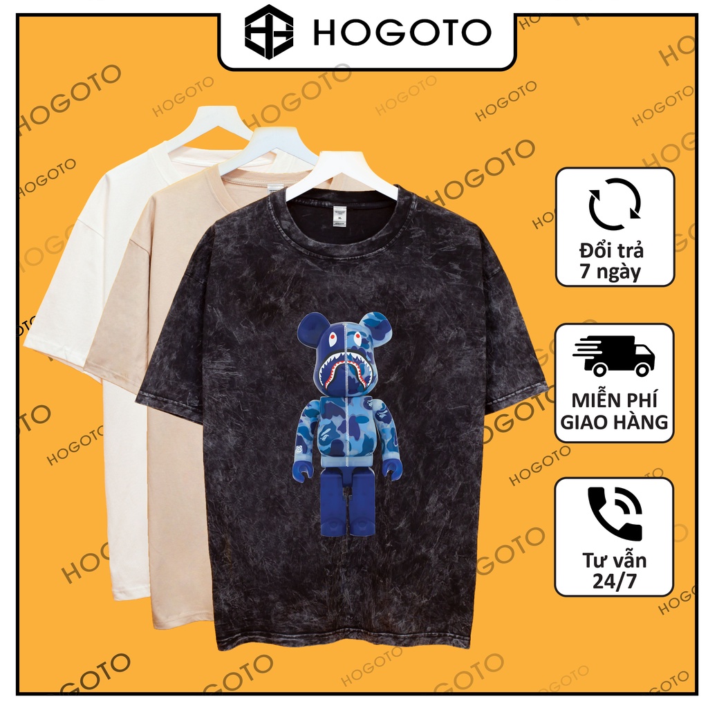 Áo thun tay lỡ BEABRICK XANH LOANG Hogoto shop , Áo thun unisex nam nữ from rộng oversize chất liệu cotton