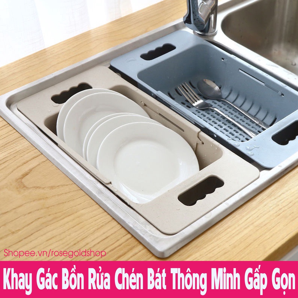 Rổ Nhựa Gác Bồn Rửa Bát Điều Chỉnh Được Kích Thước Đa Năng Tiện Dụng - Khay Nhựa Gác Bồn Rửa Bát Việt Nhật