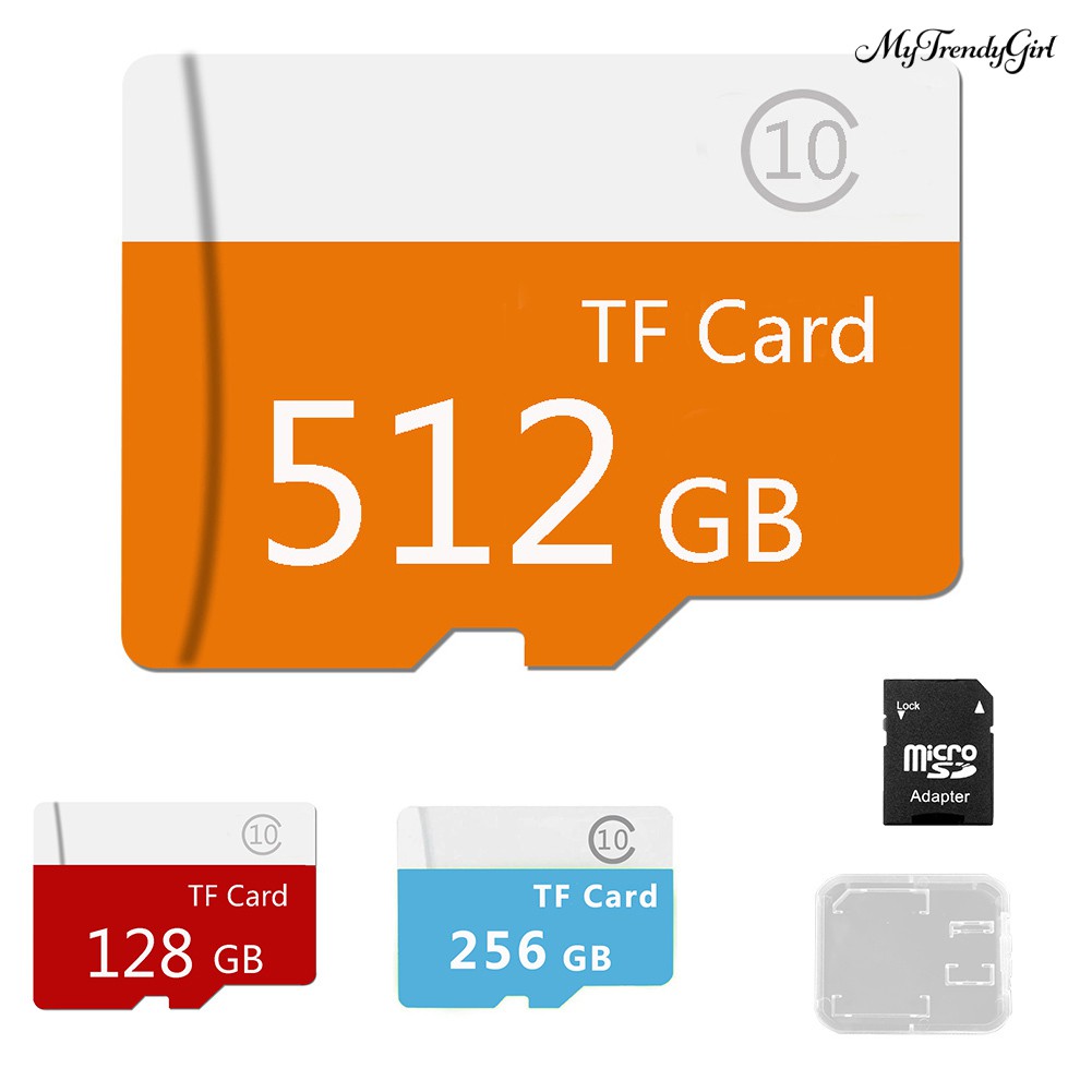 (hàng Mới Về) Thẻ Nhớ 128gb 256gb 512gb Micro Sd Tf Có Đầu Đọc Thẻ Nhớ Cho Điện Thoại / Máy Ảnh