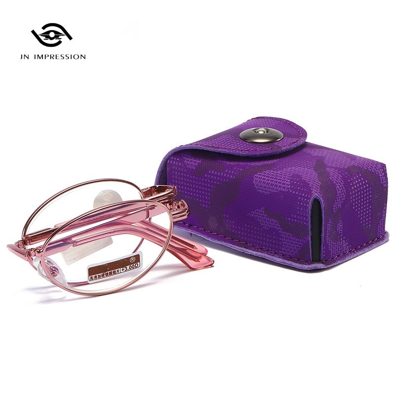 Kính viễn thị Gấp Gấp Thời trang Kính đọc sách chặn ánh sáng xanh cho nữ thoải mái với hộp đựng kính