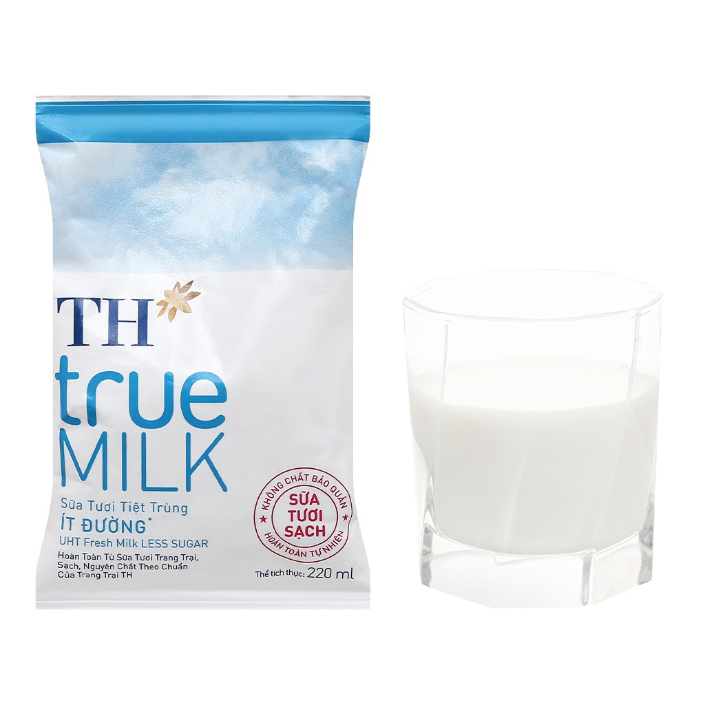 Sữa TH True Milk/ Sữa Tươi Tiệt Trùng Ít Đường/ Có Đường/ Nguyên Chất Bịch 220ml