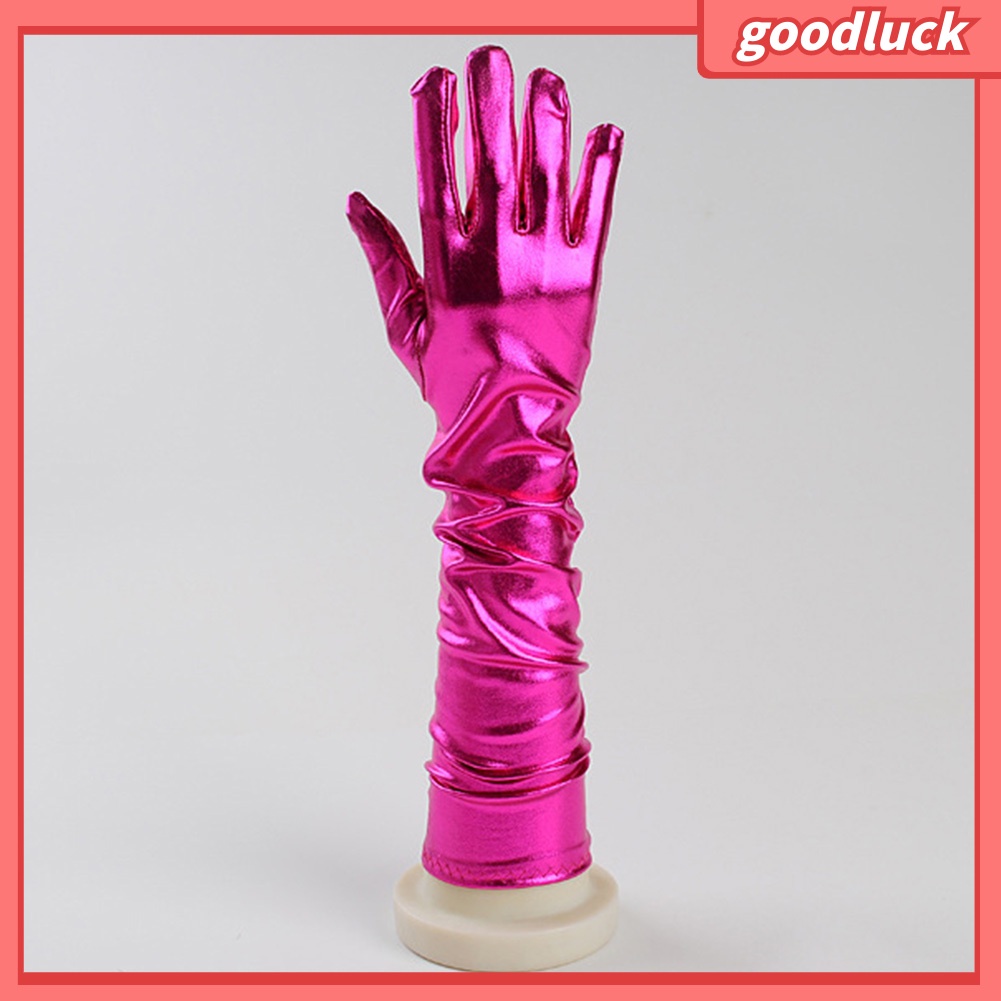 Găng tay dài giả da sáng bóng thời trang dành cho nữ