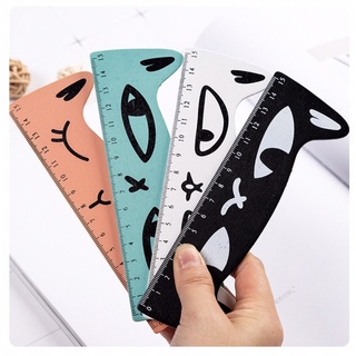 Thước kẻ mặt mèo gỗ 15cm