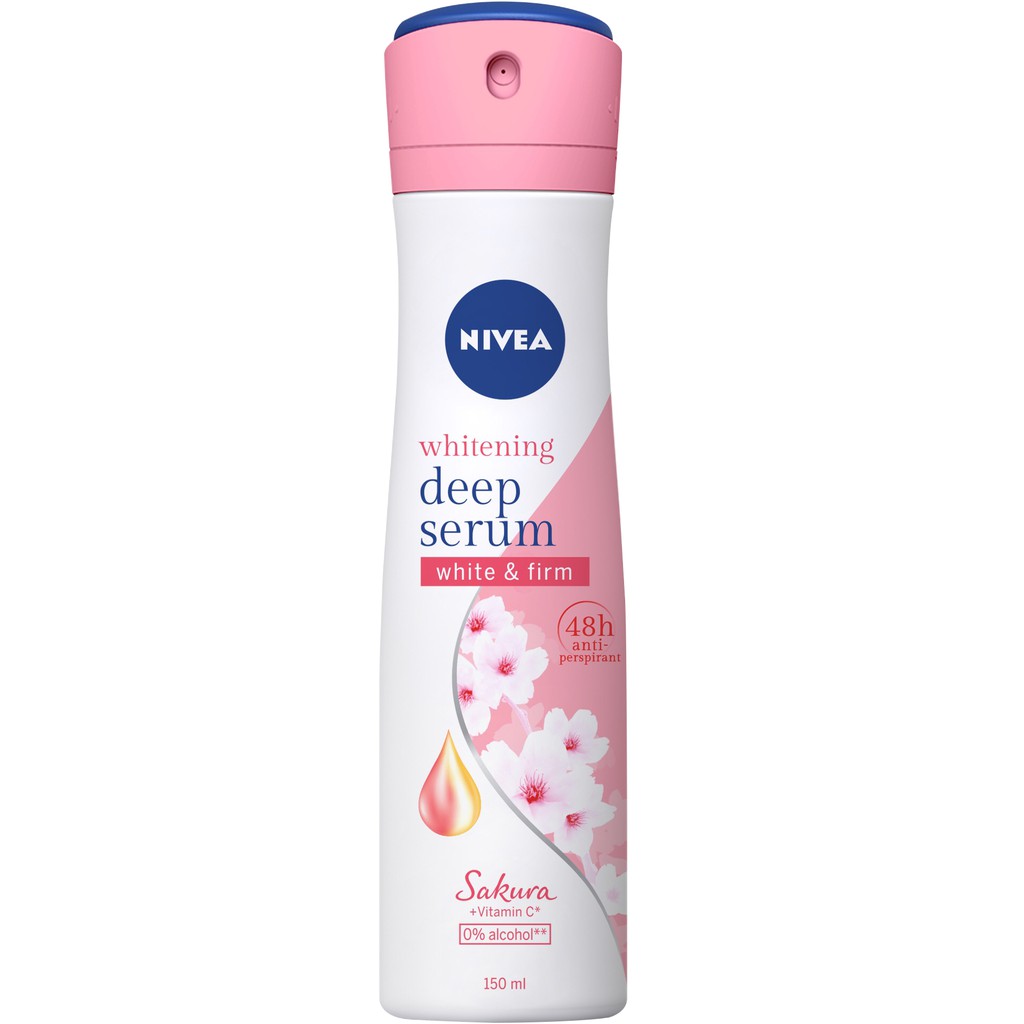 Xịt ngăn mùi Nivea serum trắng mịn hương hoa Sakura (150ml) 85308