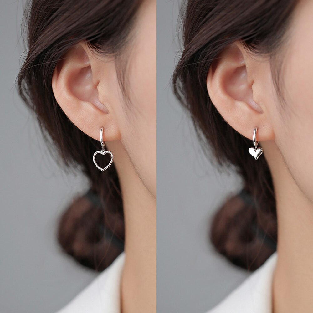 Bông Tai Hình Trái Tim Rỗng Không Đối Xứng Thời Trang Cho Nữ
