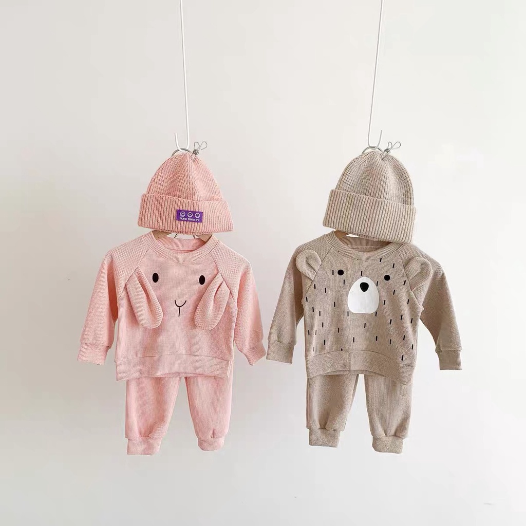 Bộ dài tay chất tổ ong gấu thỏ thu đông cho bé Namkidshop