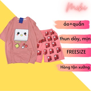Đồ Bộ Hoạt Hình Unisex Tivi- Game - Miki VN, Chất Liệu Thun Cotton Co Dãn 4 Chiều Thoáng Mát, Dày Dặn, Freesize