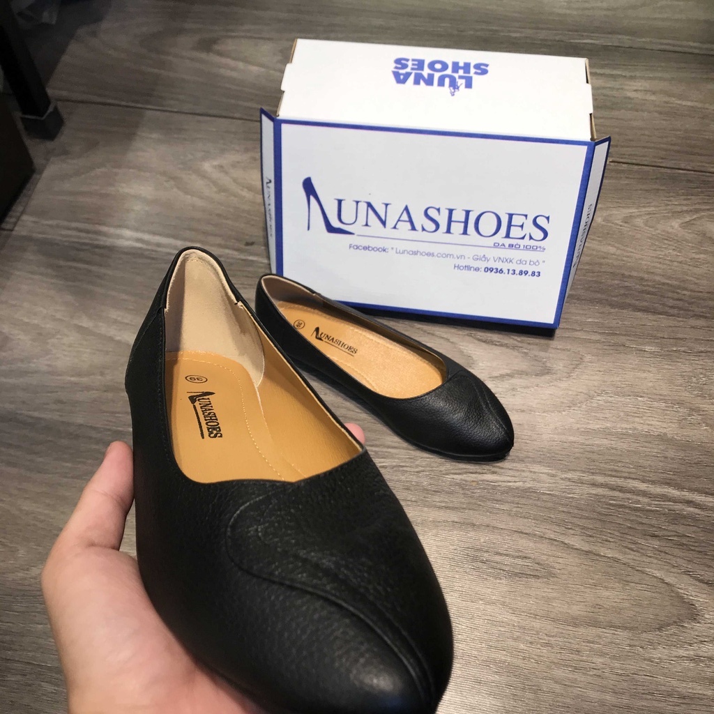 Giày moca nữ Lunashoes 1073 giầy đế bệt mũi nhọn cho mẹ cao cấp nhiều màu bảo hành 24 tháng Fullbox hàng vnxk