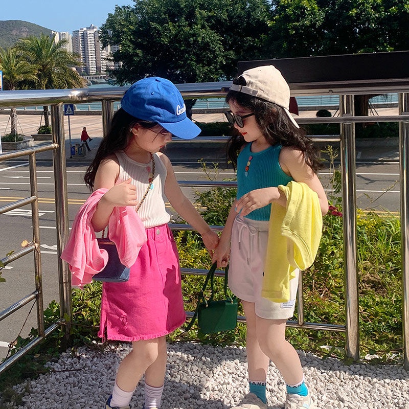 Áo Hai Dây Màu Trơn Thời Trang Xuân Hè Dễ Phối Đồ Cho Bé Gái